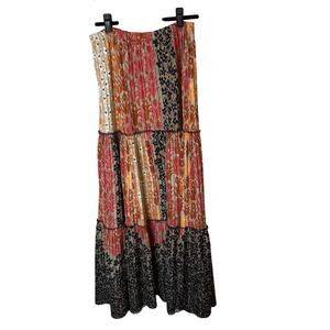 VTG 80s M Toni Todd Tiered Floral Maxi Skirt Made USA Boho Cottage Festival READ